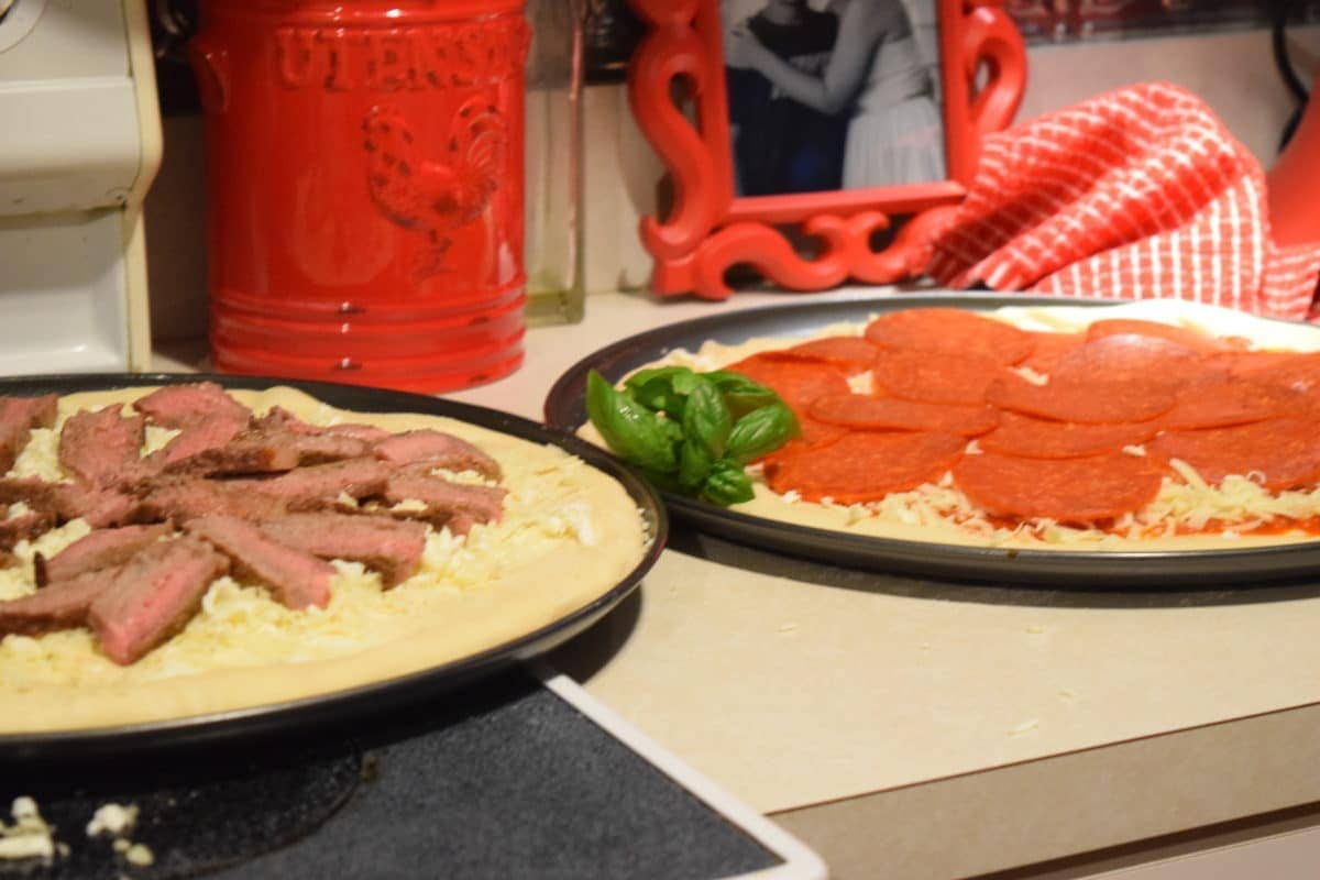 a side view of these homemade pizzas for movie night