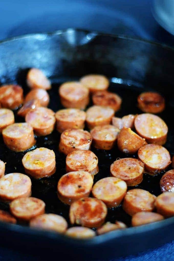 Andouille Sausage in Skillet