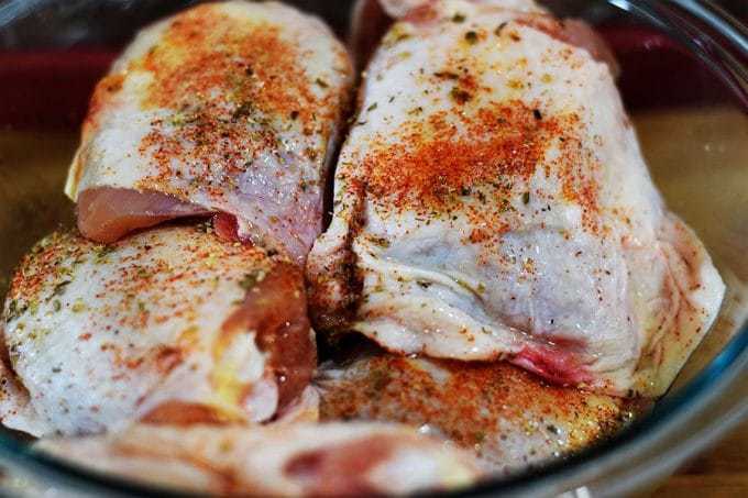 Dirty Rice and Chicken Thighs with seasonings 