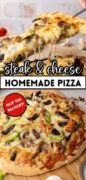 Philly Cheesesteak Pizza Pinterest image