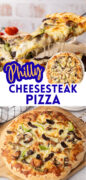 Philly Cheesesteak Pizza Pinterest image