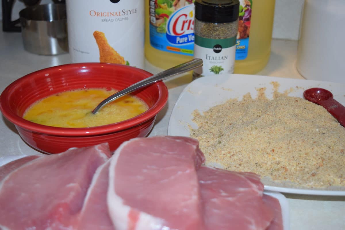 the raw ingredients for these fontina pork chops recipe