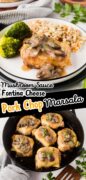 Fontina Pork Chop Marsala with Mushroom Sauce recipe Pinterest Image