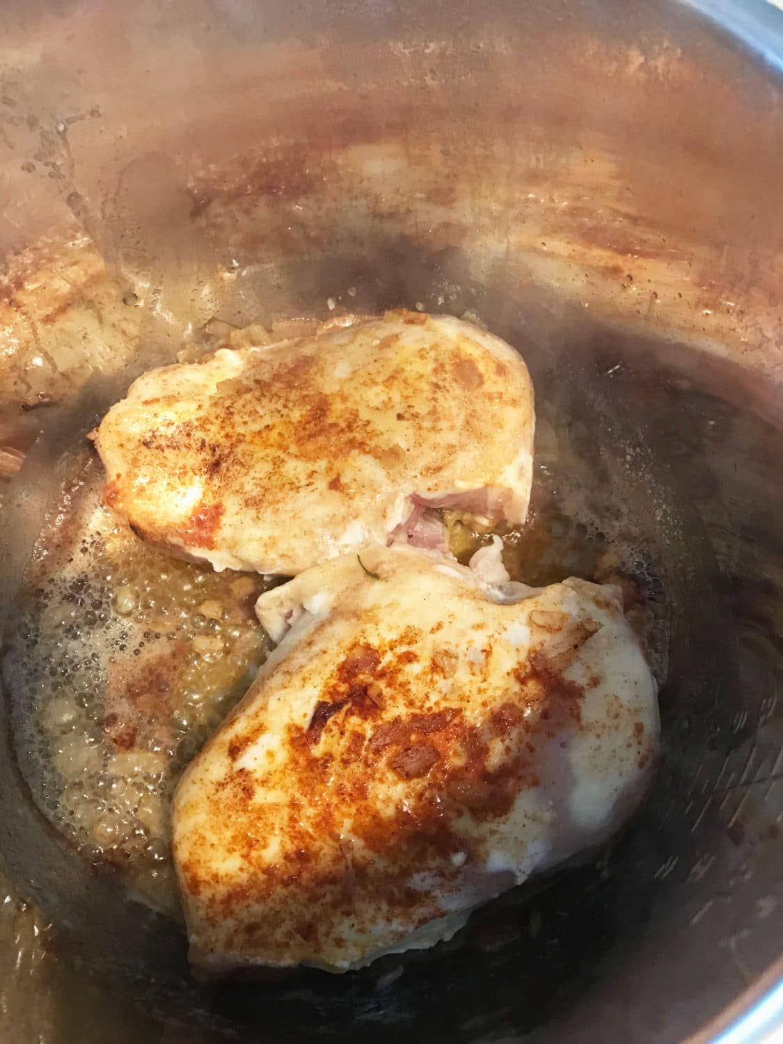 Chicken Breat Sauteing in the Instant Pot Pressure Cooker
