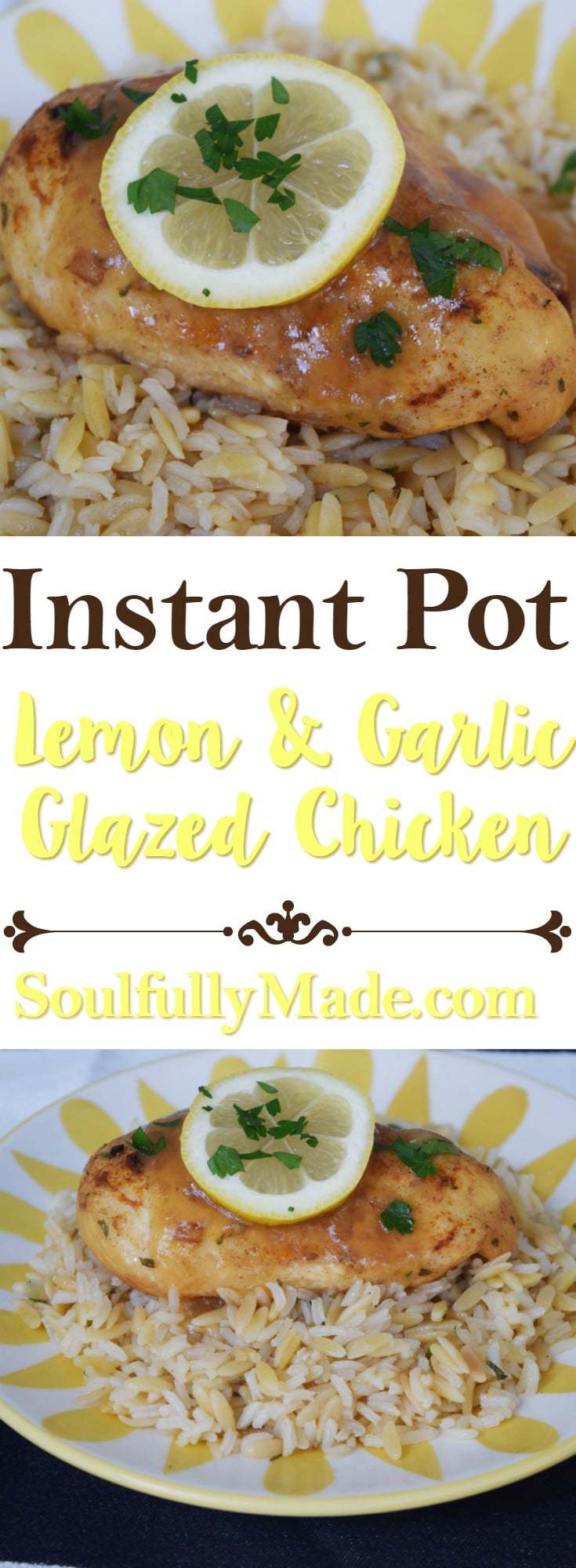 Instant Pot Lemon and Garlic Glazed Chicken Pinterest Image