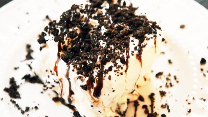 a slice of this oreo ice cream dessert recipe