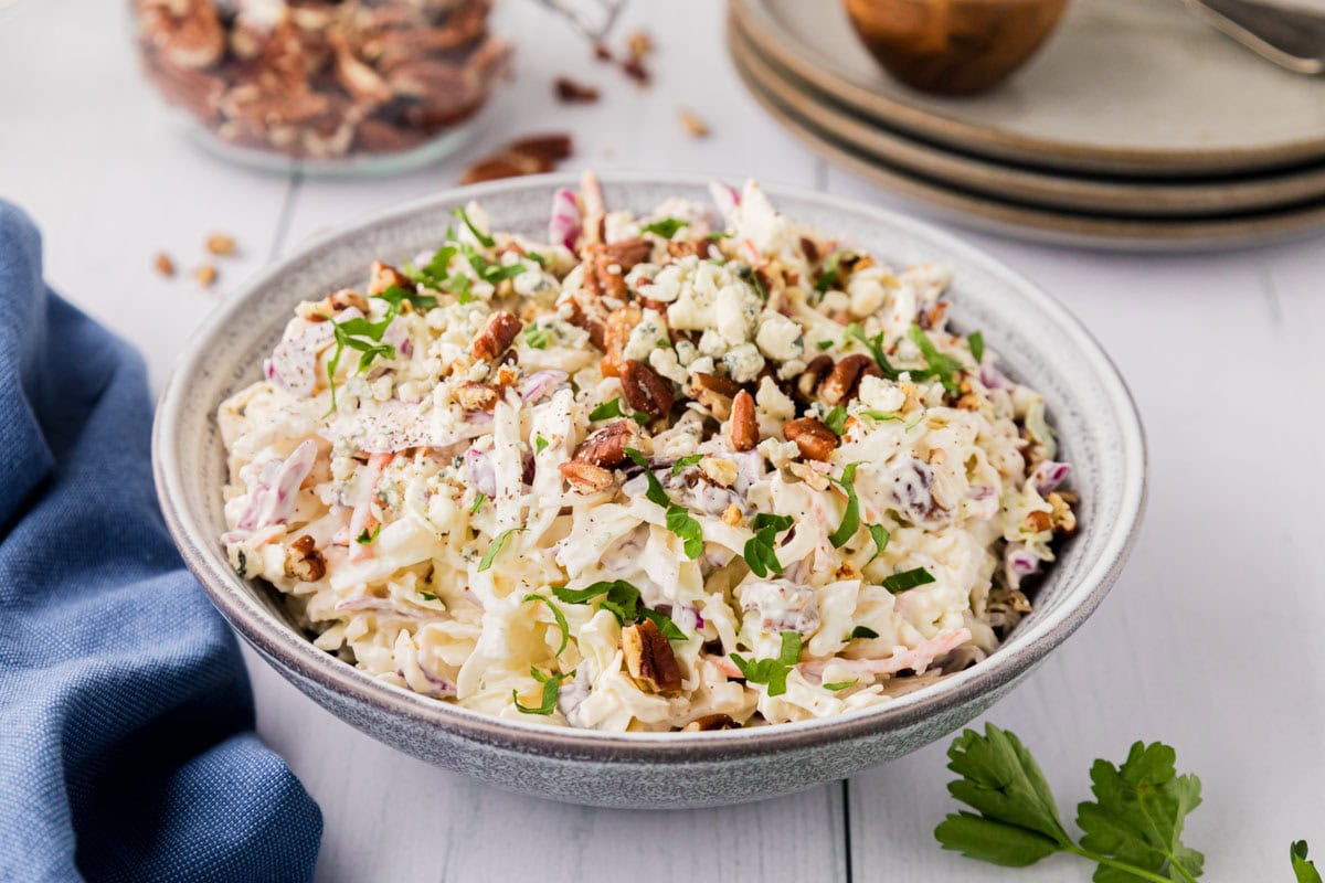 A bowl of blue cheese slaw.