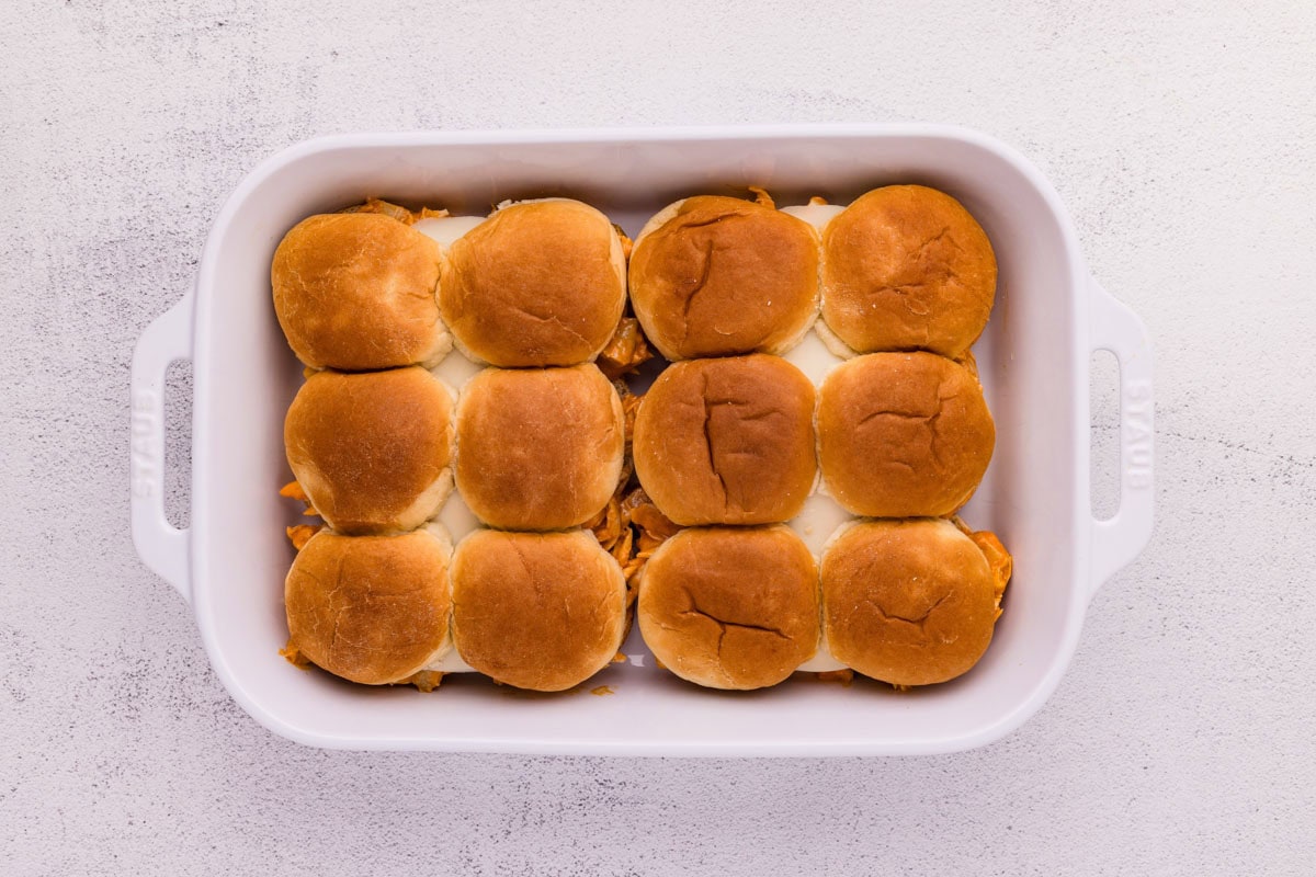 Top of sliders added to chicken sliders.
