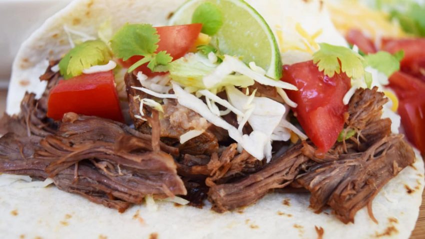 a closeup pf this easy instant pot barbacoa beef recipe 