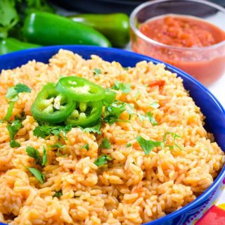 an overhead view of this instant pot mexican rice recipe