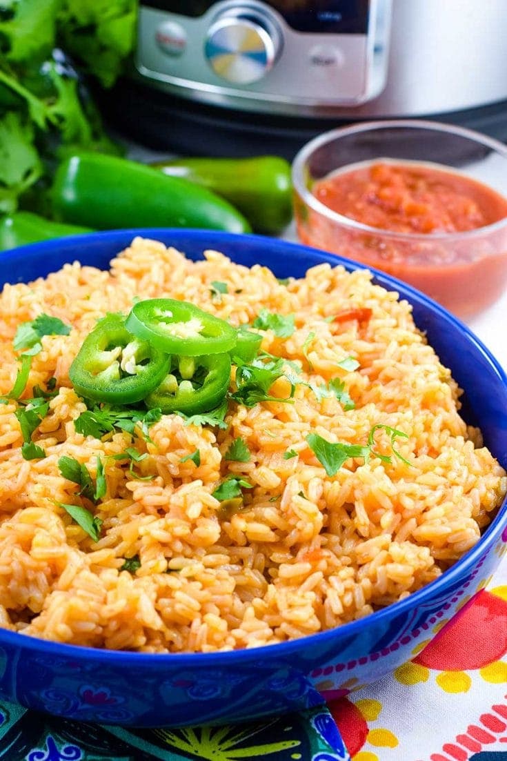 an overhead view of this instant pot mexican rice recipe