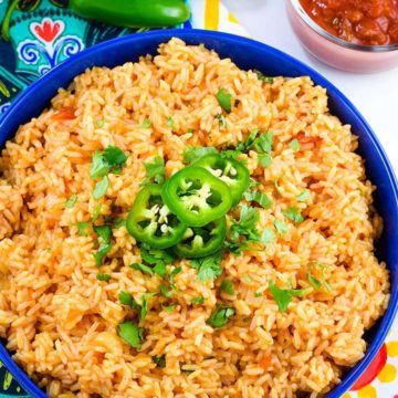 an overhead view of this easy instant pot mexican rice recipe