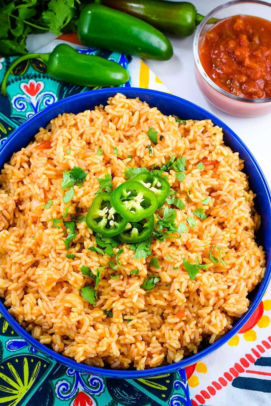 an overhead view of this easy instant pot mexican rice recipe 