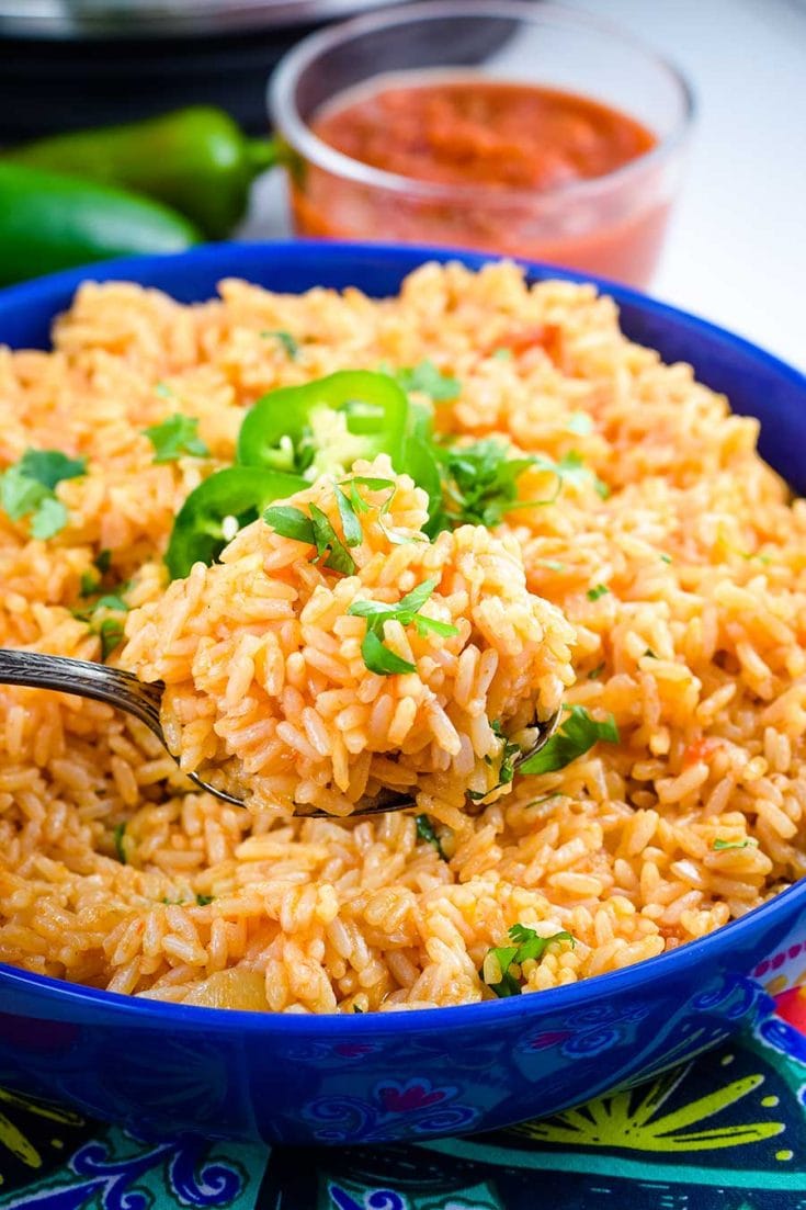 an overhead view of this instant pot mexican rice recipe