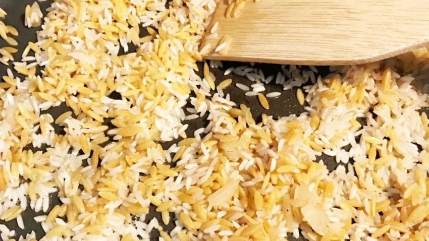 Orzo and Rice in Skillet