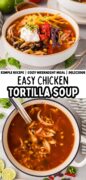 Chicken Tortilla Soup recipe Pinterest image