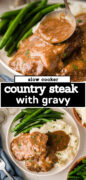 Country Style Slow Cooker Cubed Steak with Gravy Pinterest image