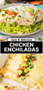 Green Chile Chicken Enchiladas recipe Pinterest image