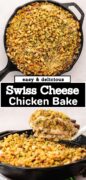 Chicken Swiss Cheese Stuffing Casserole recipe Pinterest image
