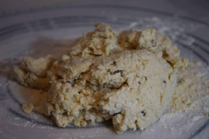 the dough for the brown sugar biscuits used in this homemade blackberry cobbler