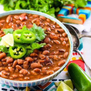 an overhead view of these instant pot charro beans aka stovetop charro beans