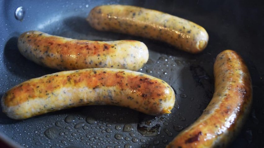 Italian Chicken Sausage Frying