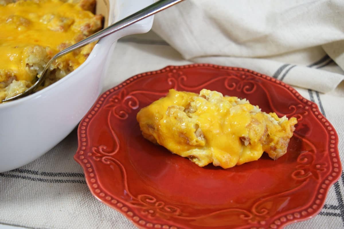 Cheesy Chicken Tender Tater Tot Casserole