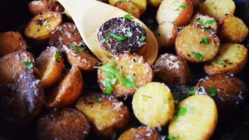 Pan Roasted Garlic and Parmesan Potatoes