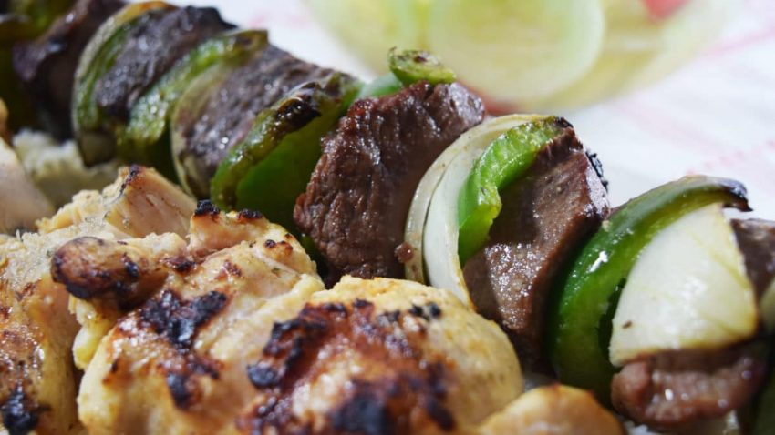 Easy Grilled Steak and Chicken Kabobs