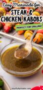 Grilled Steak Ans Chicken Shish Kabobs with Easy Marinade Pinterest image