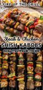 Grilled Steak Ans Chicken Shish Kabobs with Easy Marinade Pinterest image