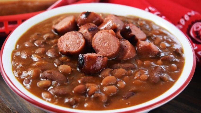 Hot Dog and Hamburger Cowboy Beans - Soulfully Made