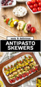 Antipasto Skewers recipe Pinterest image