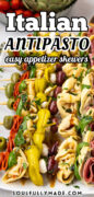 Antipasto Skewers recipe Pinterest image