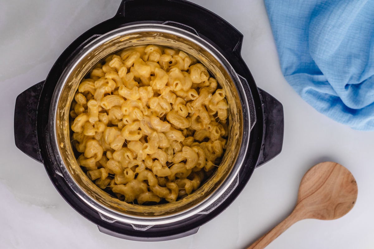 Cheese melted into noodles.