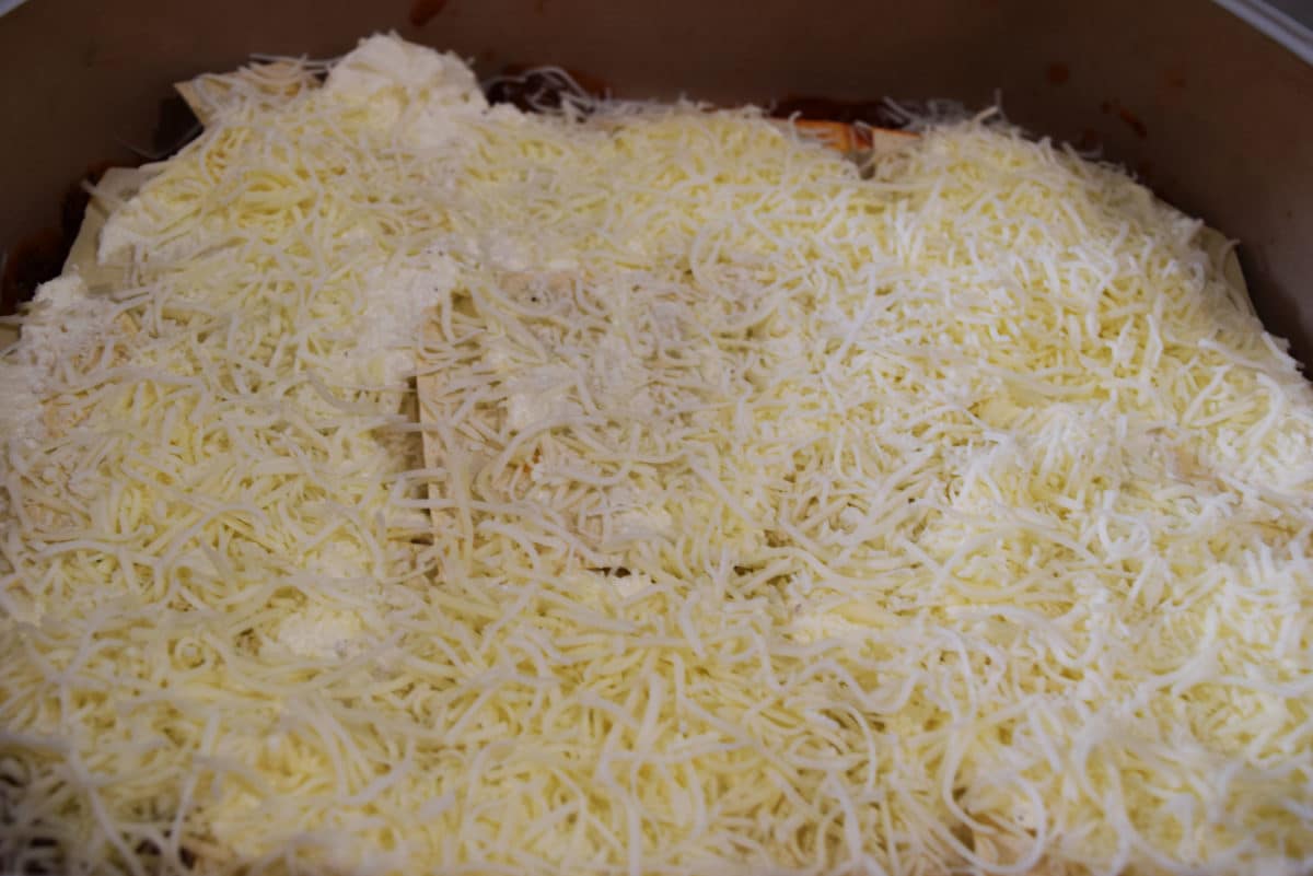 the layer of shredded cheese for this homemade lasagna recipe