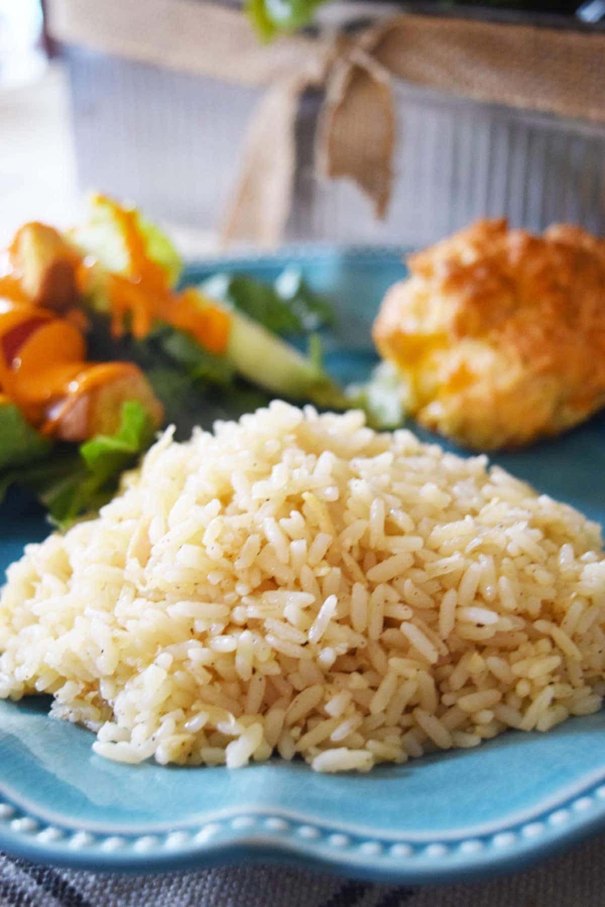 a closeup of a serving of this homemade chicken and rice