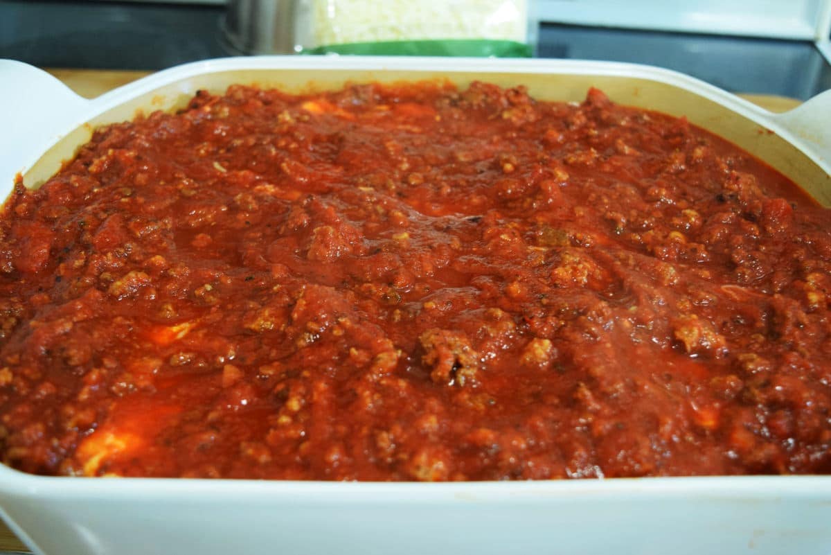 the layer of meat sauce for this homemade lasagna recipe