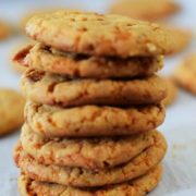 a stack of butterfinger cake mix cookies
