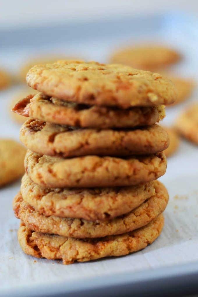 a stack of butterfinger cake mix cookies 