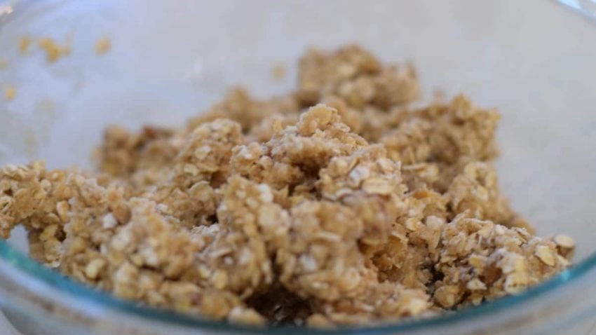 the crunchy topping for this caramel pumpkin spice crunch cake