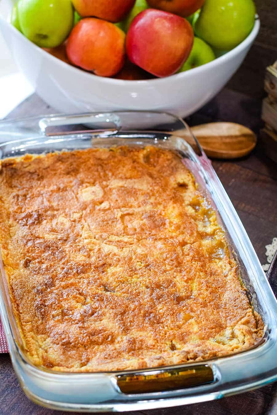 Caramel Apple Dump Cake Dish