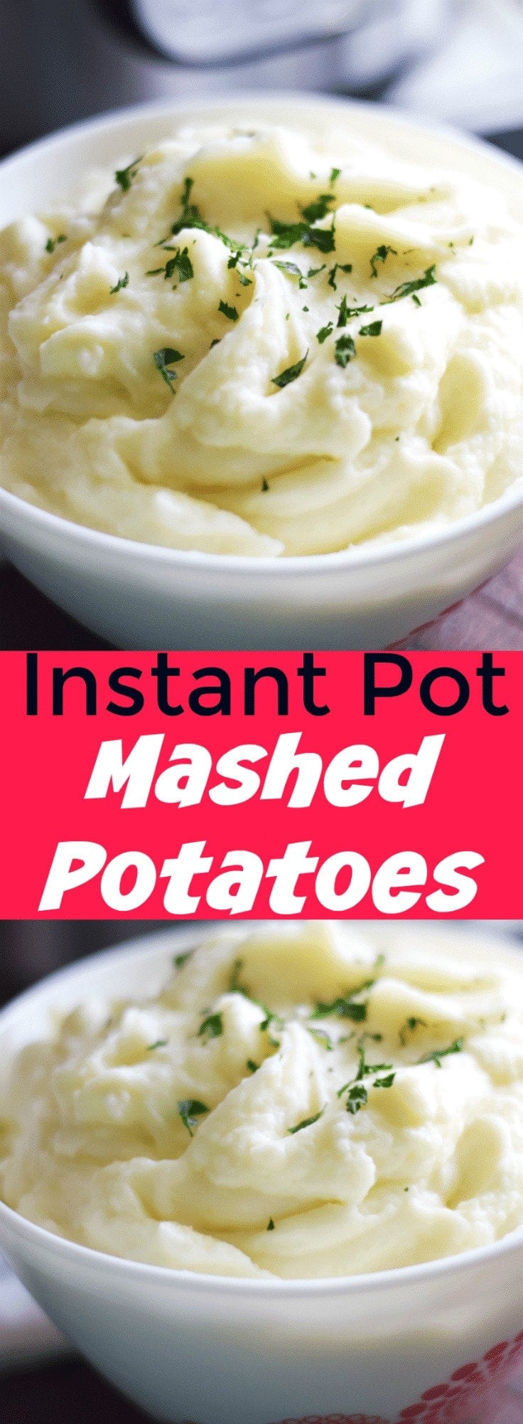 pinterest image for this instant pot mashed potatoes recipe