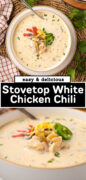 White Chicken Chili recipe Pinterest image