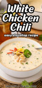 White Chicken Chili recipe Pinterest image