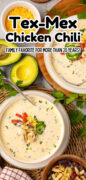 White Chicken Chili recipe Pinterest image