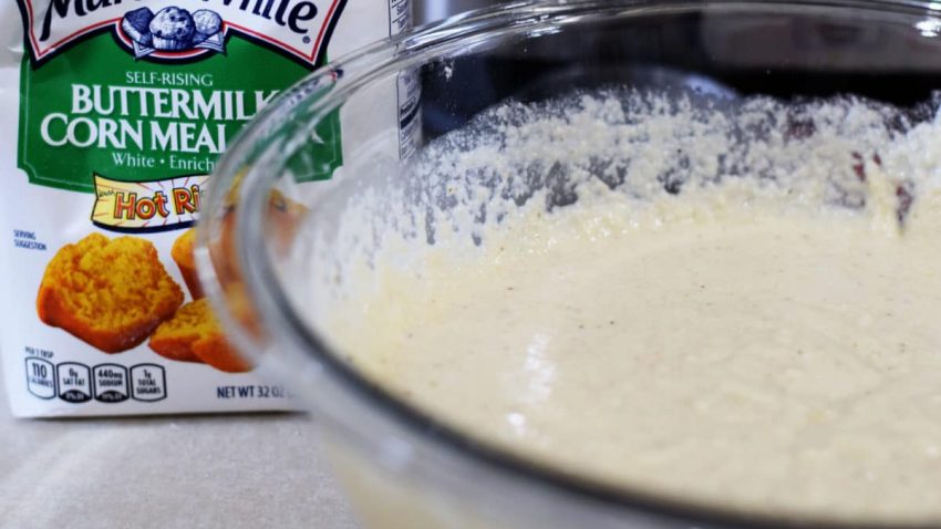 wet cornbread batter to be used in this crock pot cornbread dressing recipe