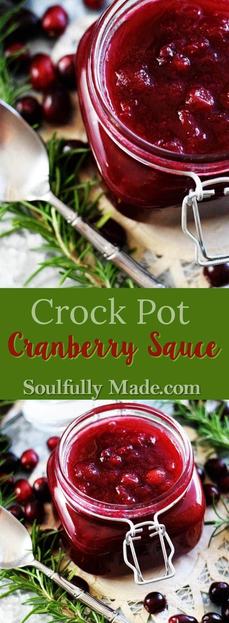 the pinterest image for this crock pot cranberry sauce