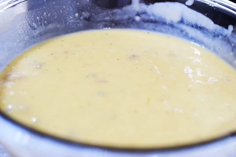 wet cornbread batter to be used in this crock pot cornbread dressing recipe