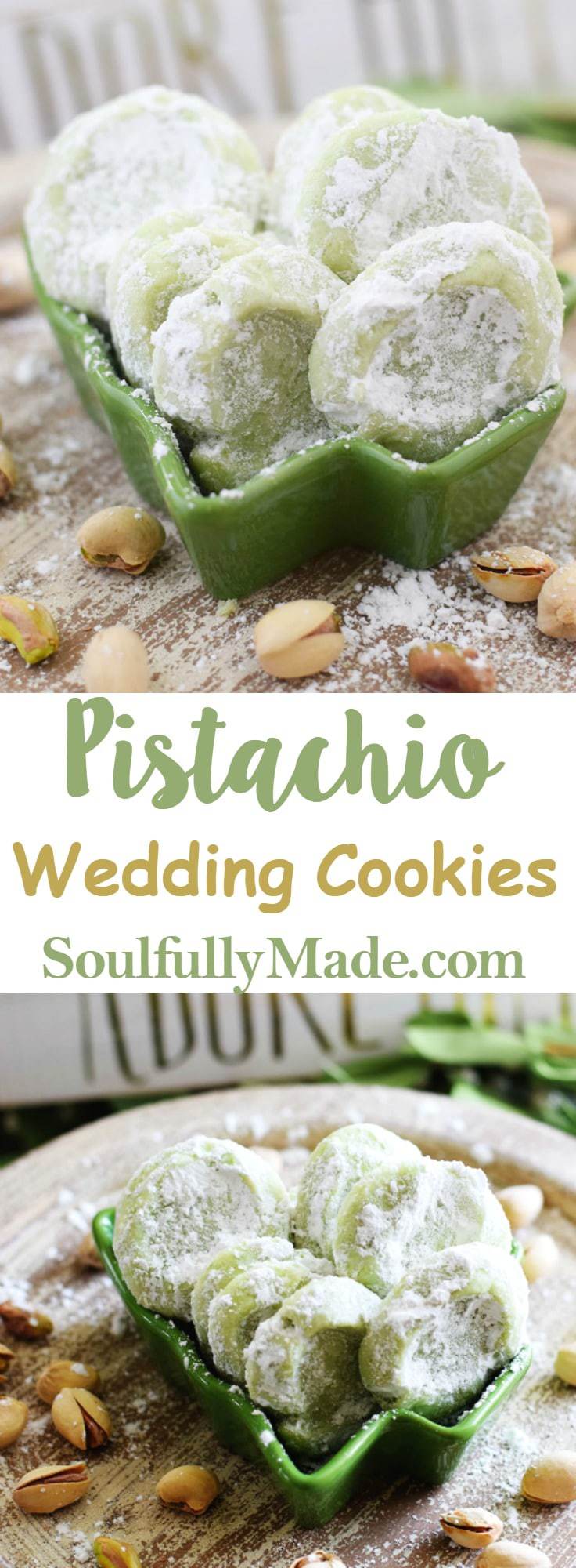 pinterest image for pistachio wedding cookies 